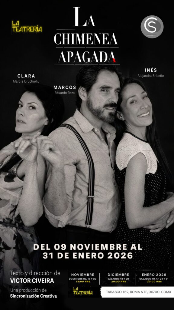 Poster de obra de teatro La Chimenea Apagada. Texto y dirección de Victor Civeira.